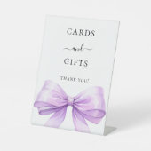 Lavender bow white cards gifts sign 台座サイン (正面)