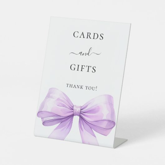 Lavender bow white cards gifts sign 台座サイン (正面)