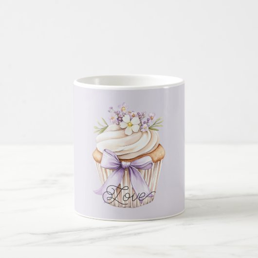 Lavender Bow Wildflower Love Cupcake コーヒーマグカップ (中央)
