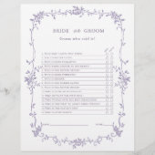 Lavender 'Bride or Groom' Bridal Shower Game  (正面)