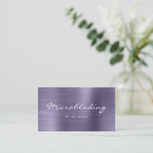 Lavender Brushed Metal Script Microblading 名刺 (スタンド正面)