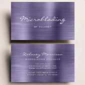 Lavender Brushed Metal Script Microblading 名刺
