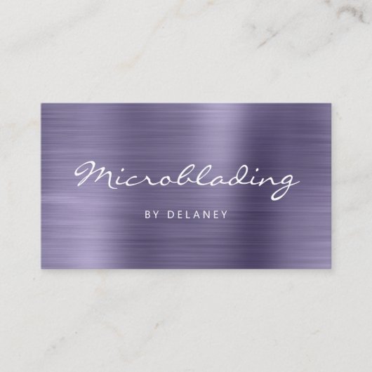 Lavender Brushed Metal Script Microblading 名刺 (正面)