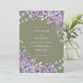 Lavender Brushstroke Blossom Wedding 招待状 (スタンド正面)
