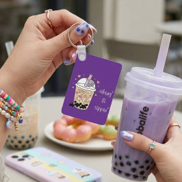 lavender bubble tea charm boba bliss glossy sip キーホルダー