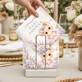 Lavender Bunny Floral Baby Shower スタンダードカクテルナプキン