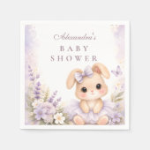 Lavender Bunny Floral Baby Shower スタンダードカクテルナプキン (正面)