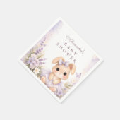 Lavender Bunny Floral Baby Shower スタンダードカクテルナプキン (角)