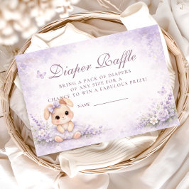Lavender Bunny Floral Diapper Raffle エンクロージャーカード