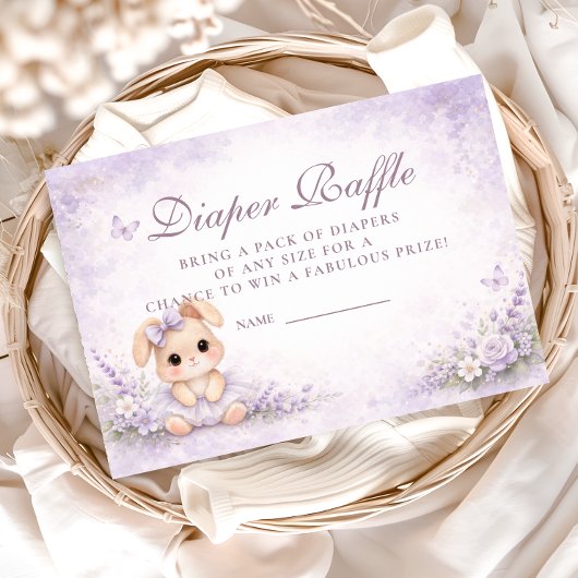 Lavender Bunny Floral Diapper Raffle エンクロージャーカード