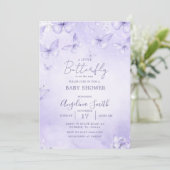 Lavender Butterfly Baby Shower Invitation Girl 招待状 (スタンド正面)