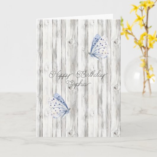 Lavender Butterfly Dreams Birthday カード (黄色い花)