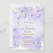 Lavender Butterfly First Birthday Invitation 招待状 (正面)