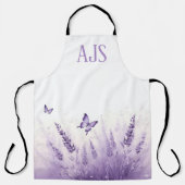 Lavender Butterfly Monogrammed Chef エプロン (正面)