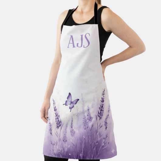 Lavender Butterfly Monogrammed Chef エプロン (インサイチュ)