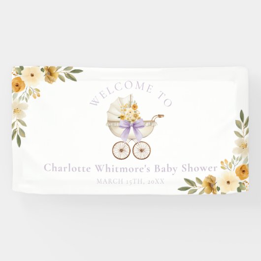 Lavender Carriage Welcome Banner | Baby Shower 横断幕 (横)
