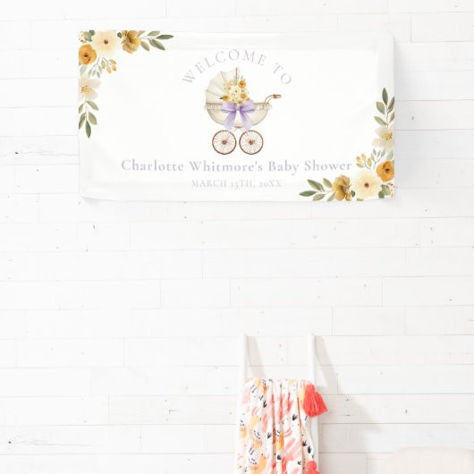 Lavender Carriage Welcome Banner | Baby Shower 横断幕 (インサイチュ)