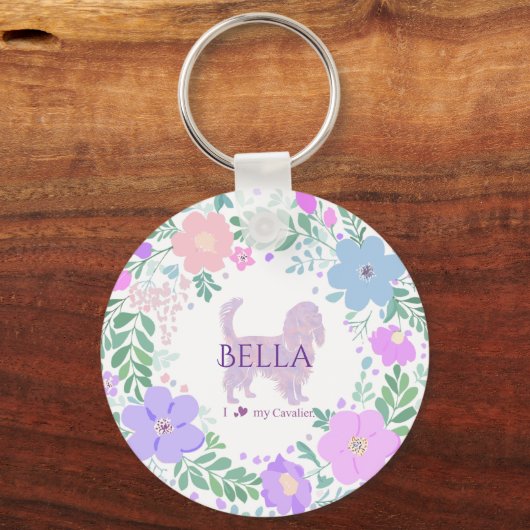 Lavender Cavalier King Charles Spaniel Custom キーホルダー (正面)