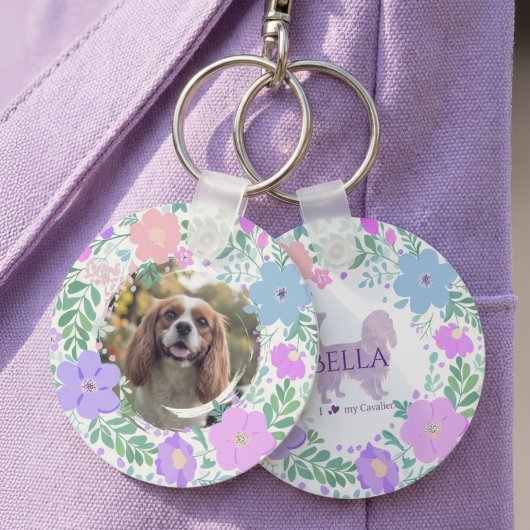Lavender Cavalier King Charles Spaniel Custom キーホルダー