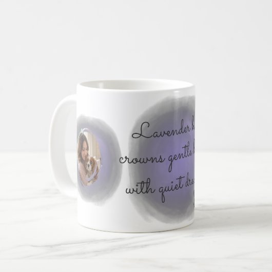 Lavender Cavalier King Charles Spaniel Custom Name コーヒーマグカップ (正面左)
