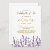 Lavender Celebration of Life Funeral Invitation 招待状 (正面/裏面)