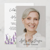 Lavender Celebration of Life Photo Funeral 招待状 (正面/裏面)