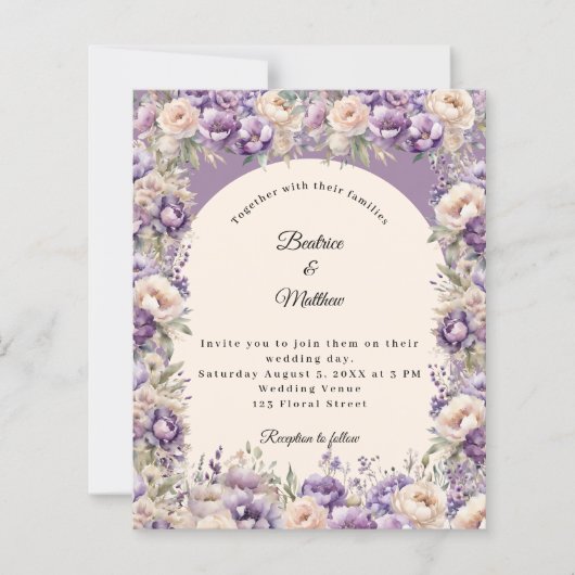 Lavender champagne cream arch wedding invitation (正面)