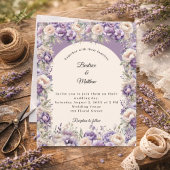 Lavender champagne cream arch wedding invitation