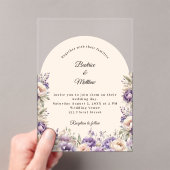 Lavender champagne cream floral luxury wedding アクリル招待状 (インサイチュ (ポータブル))