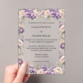 Lavender champagne cream floral luxury wedding アクリル招待状 (インサイチュ (ポータブル))