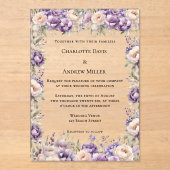 Lavender champagne cream floral luxury wedding アクリル招待状 (正面)