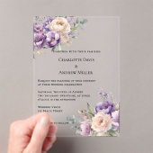 Lavender champagne cream floral luxury wedding アクリル招待状 (インサイチュ (ポータブル))