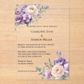 Lavender champagne cream floral luxury wedding アクリル招待状 (正面)