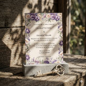 Lavender champagne cream floral wedding 招待状