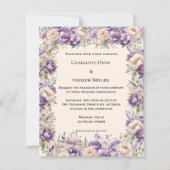 Lavender champagne cream floral wedding invitation (正面)
