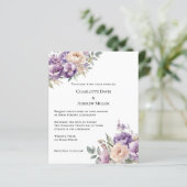 Lavender champagne cream floral wedding invitation (スタンド正面)
