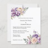 Lavender champagne cream floral wedding invitation (正面)