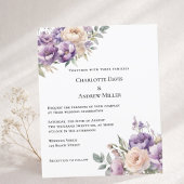Lavender champagne cream floral wedding invitation