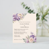 Lavender champagne cream floral wedding invitation (スタンド正面)