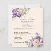 Lavender champagne cream floral wedding invitation (正面)