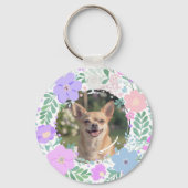 Lavender Chihuahua Silhouette  Custom Name & Photo キーホルダー (裏面)