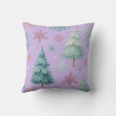 Lavender Christmas Tree and Snowflake Throw Pillow クッション (裏面)