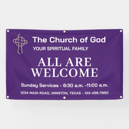 Lavender Church Banner With Your Logo 横断幕 (横)