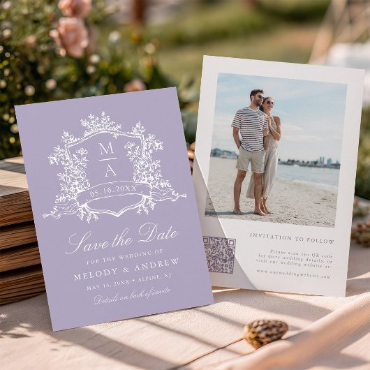 Lavender Classic Bloom Garden Wedding Photo セーブザデート