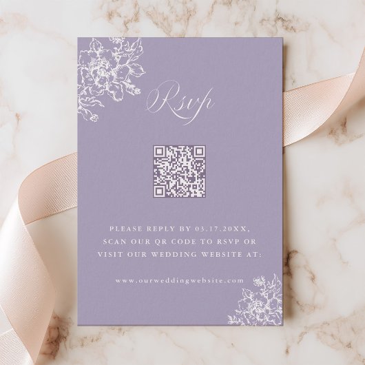 Lavender Classic Bloom Garden Wedding QR Code 出欠カード