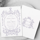 Lavender Classic Floral Frame Wedding 招待状