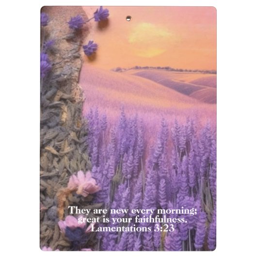 Lavender Clipboard Lamentations 3:23 クリップボード (裏面)