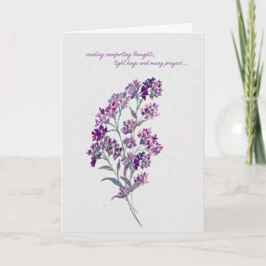 Lavender Comforting Thoughts – Watercolor Sympathy カード (正面)
