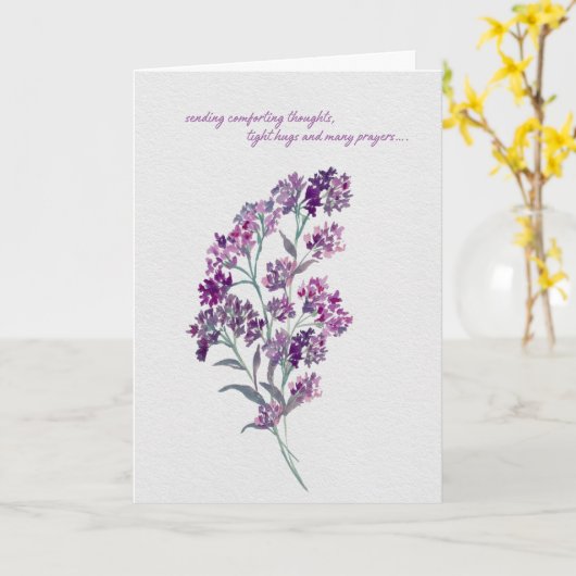 Lavender Comforting Thoughts – Watercolor Sympathy カード (黄色い花)
