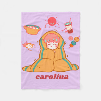 Lavender Cozy Blanket – personalised Custom Name フリースブランケット
